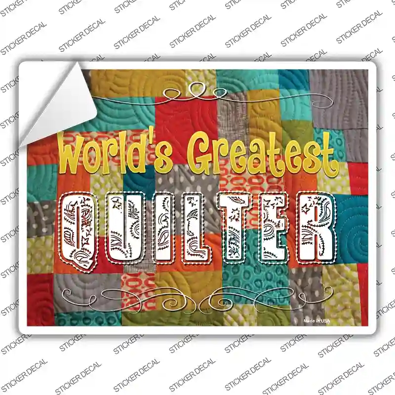 P-1103s-L Worlds Greatest Quilter Novelty Rectangle Sticker Decal, Large