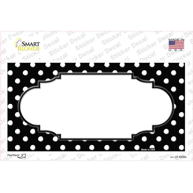 LP-4350s-M Scallop Black White Polka Dot Novelty Sticker Decal, Medium