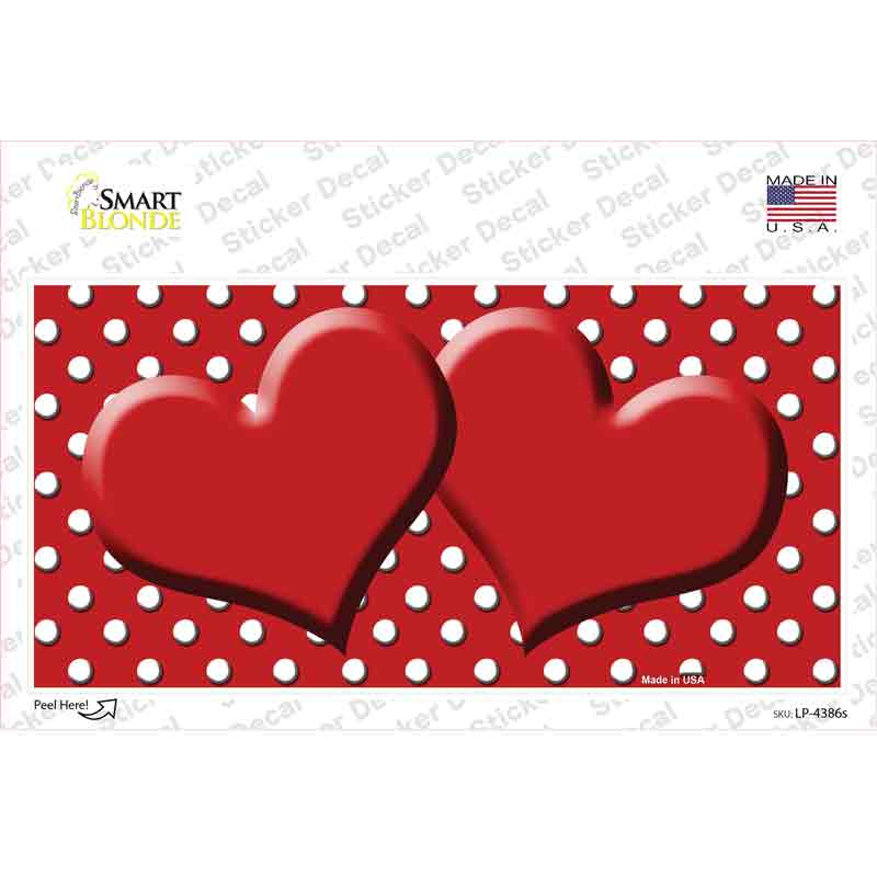LP-4386s-M Red White Polka Dot Center Hearts Novelty Sticker Decal, Medium