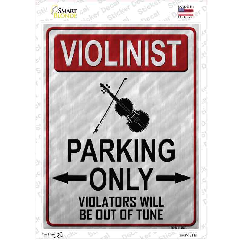 P-1211s-M Violinist Parking Novelty Rectangle Sticker Decal, Medium