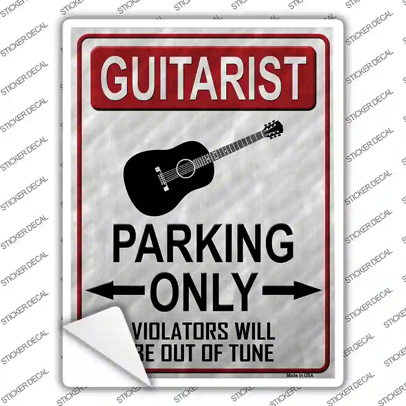 P-1213s-S Guitarist Parking Novelty Rectangle Sticker Decal, Small