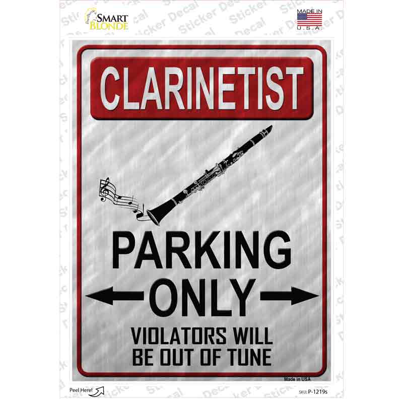 P-1219s-M Clarinetist Parking Novelty Rectangle Sticker Decal, Medium