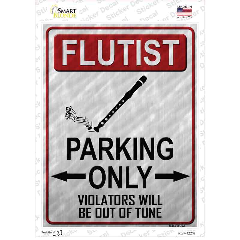 P-1220s-M Flutist Parking Novelty Rectangle Sticker Decal, Medium