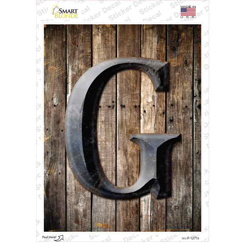 P-1271s-M Letter G Novelty Rectangle Sticker Decal, Medium