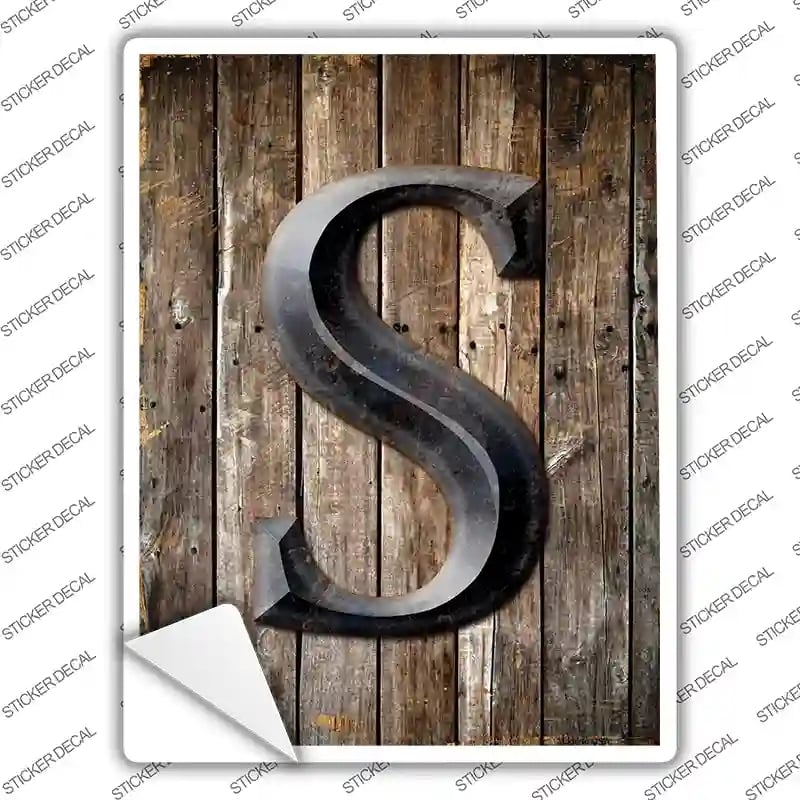 P-1283s-L Letter S Novelty Rectangle Sticker Decal, Large
