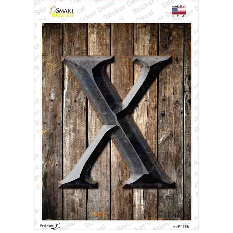 P-1288s-M Letter X Novelty Rectangle Sticker Decal, Medium