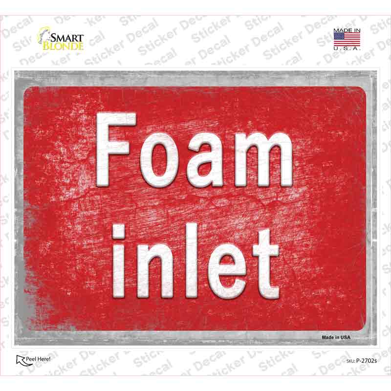 P-2702s-M Foam Inlet Red Novelty Rectangle Sticker Decal, Medium