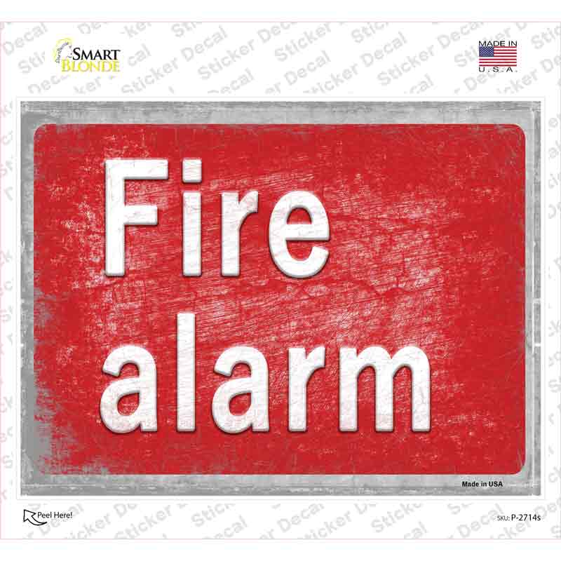 P-2714s-M Fire Alarm Novelty Rectangle Sticker Decal, Medium