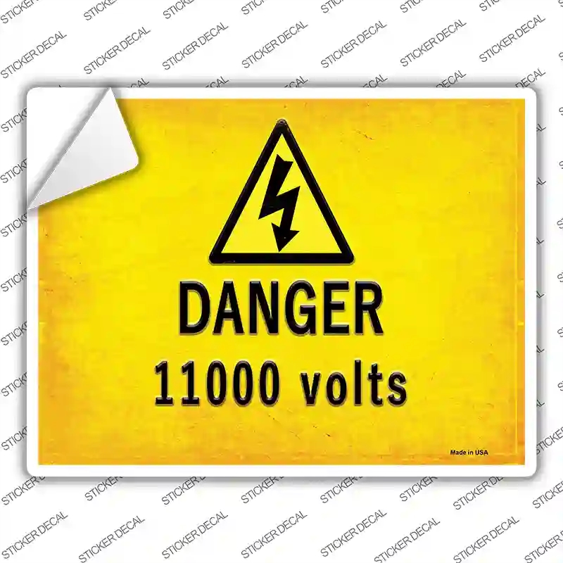 P-2744s-L Danger 11000 Volts Novelty Rectangle Sticker Decal, Large