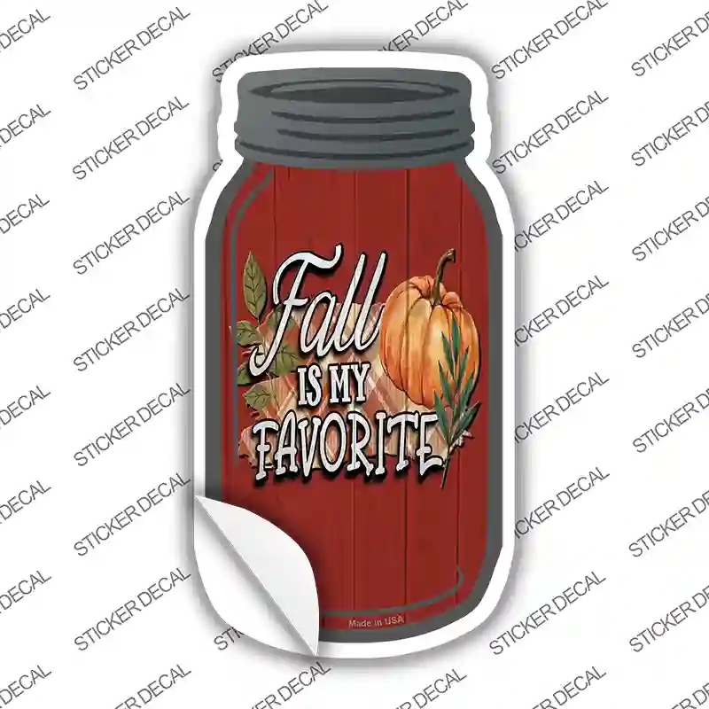 MJ-885s-S Fall is My Favorite Red Novelty Mason Jar Sticker Decal, Small