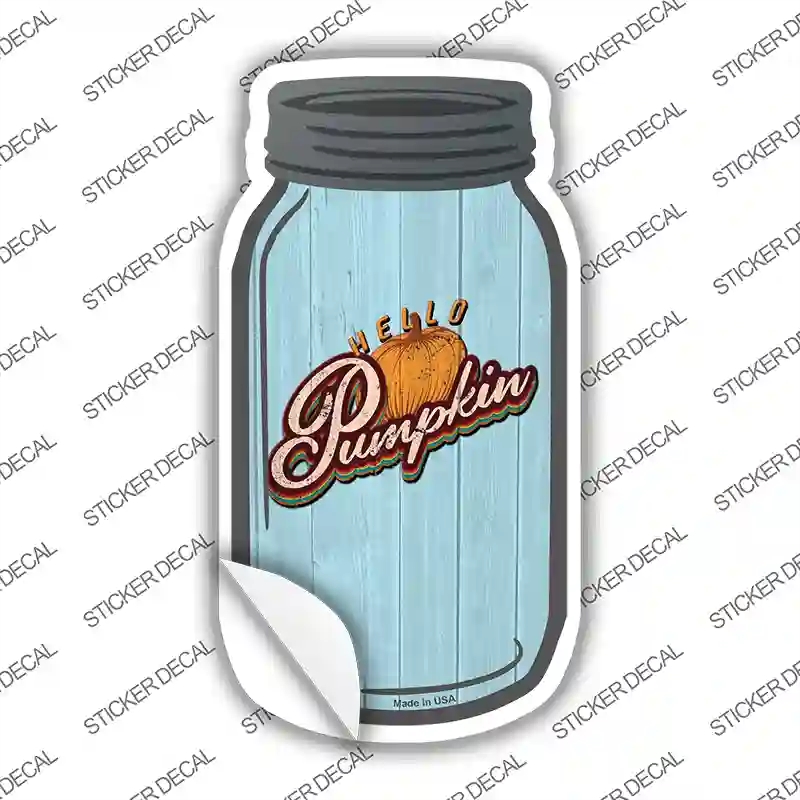MJ-888s-L Pumpkin Blue Novelty Mason Jar Sticker Decal, Large
