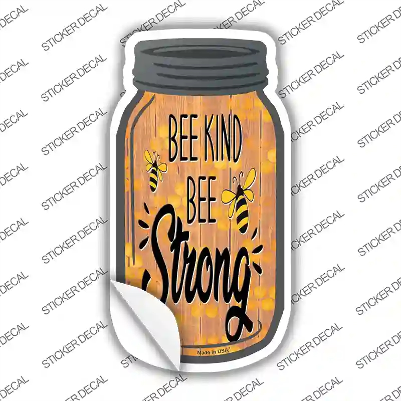 MJ-897s-L Bee Kind Bee Strong Novelty Mason Jar Sticker Decal, Large