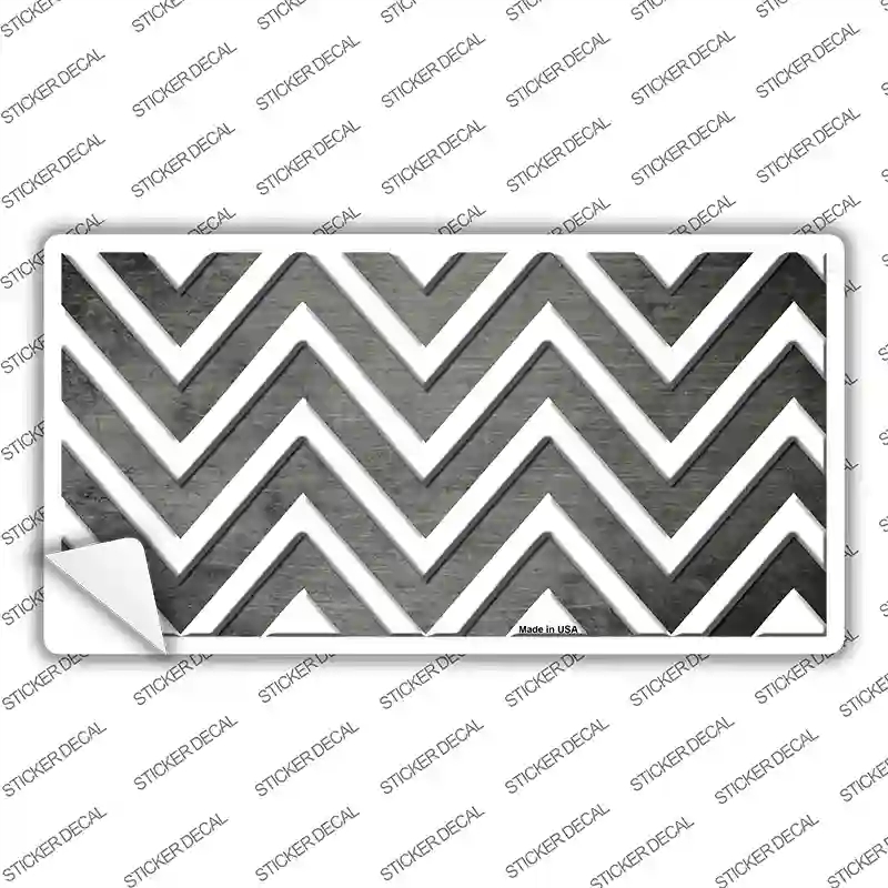 LP-7059s-S Gray White Chevron Oil Rubbed Novelty Sticker Decal, Small