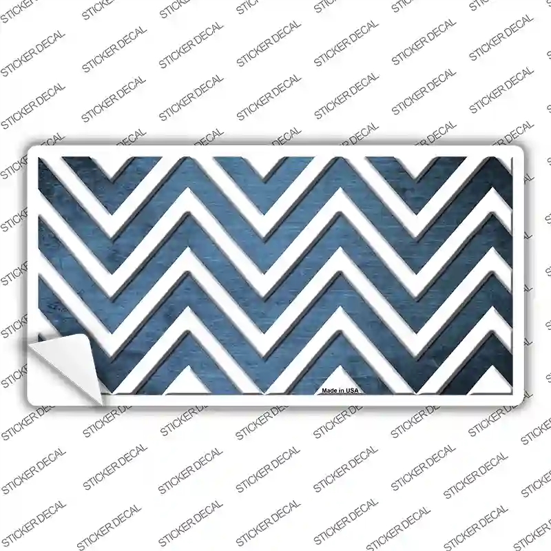 LP-7062s-XL Light Blue White Chevron Oil Rubbed Novelty Sticker Decal, Extra Large