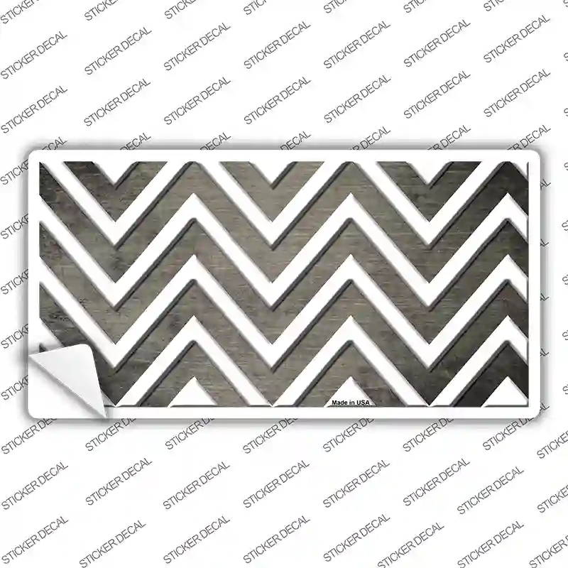 LP-7064s-L Tan White Chevron Oil Rubbed Novelty Sticker Decal, Large