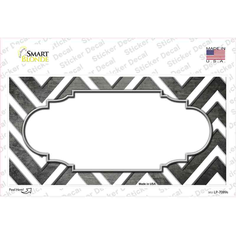 LP-7089s-M Gray White Chevron Scallop Oil Rubbed Novelty Sticker Decal, Medium