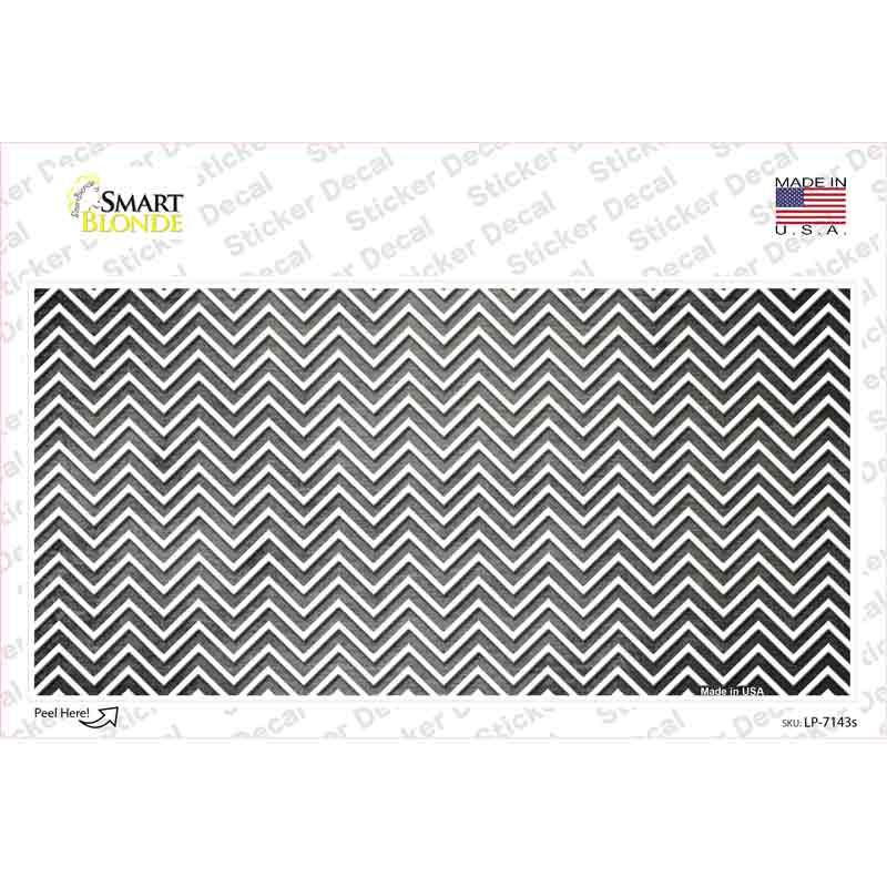LP-7143s-M Gray White Small Chevron Oil Rubbed Novelty Sticker Decal, Medium