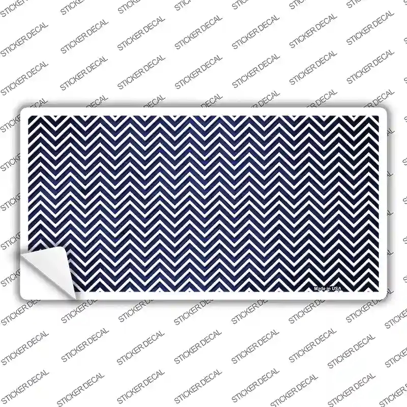 LP-7151s-L Blue White Small Chevron Oil Rubbed Novelty Sticker Decal, Large