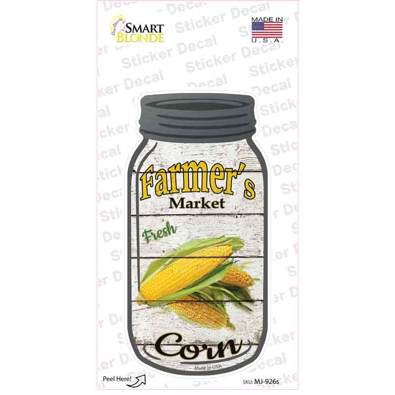 MJ-926s-M Corn Farmers Market Novelty Mason Jar Sticker Decal, Medium