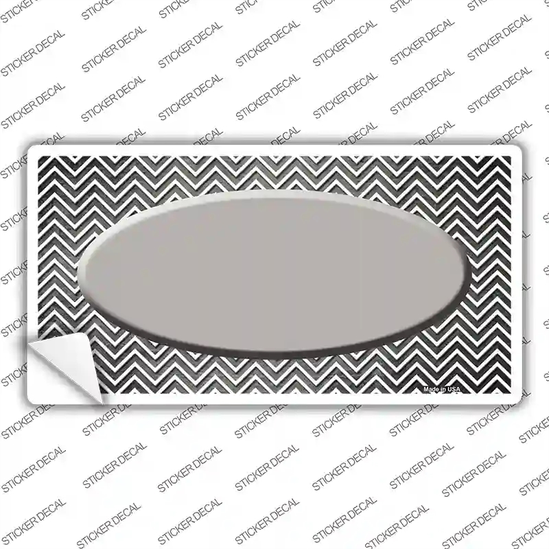 LP-7167s-S Gray White Small Chevron Oval Oil Rubbed Novelty Sticker Decal, Small