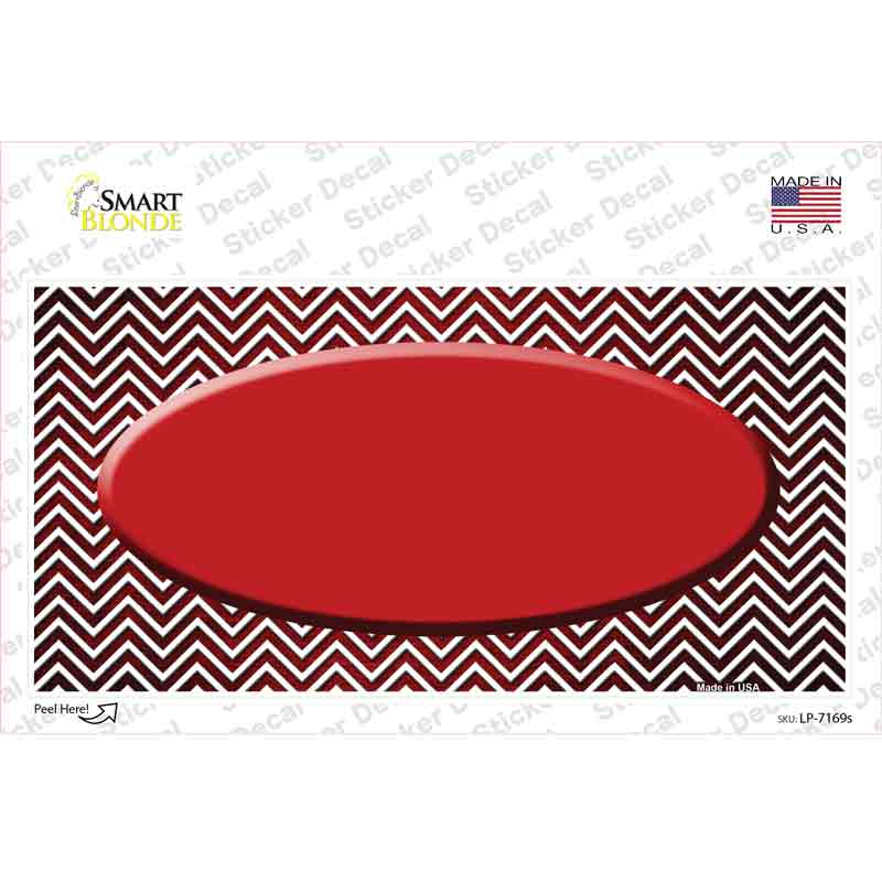 LP-7169s-M Red White Small Chevron Oval Oil Rubbed Novelty Sticker Decal, Medium