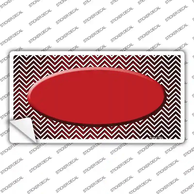 LP-7169s-S Red White Small Chevron Oval Oil Rubbed Novelty Sticker Decal, Small