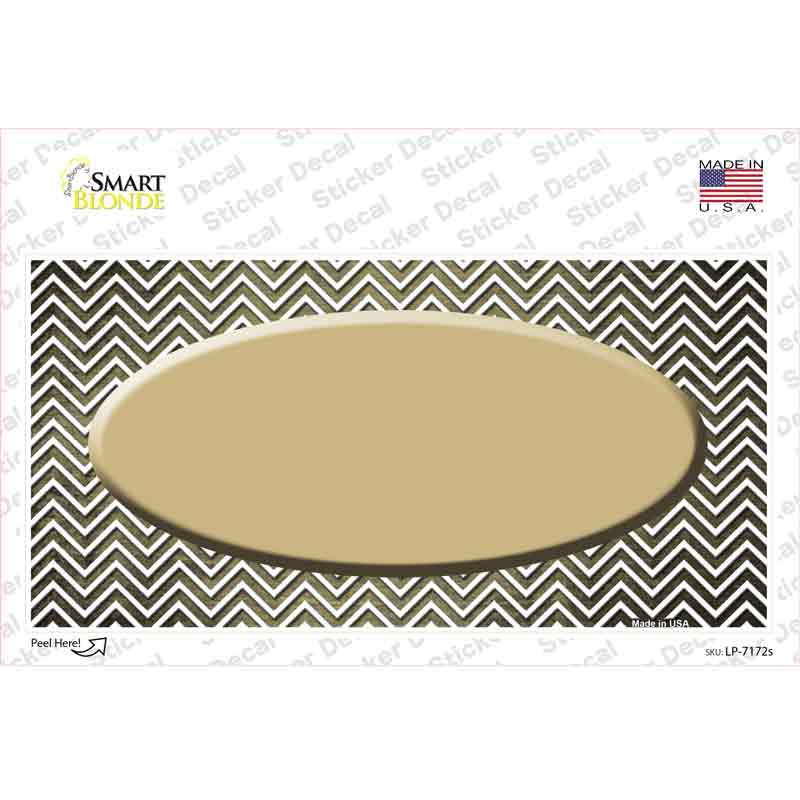 LP-7172s-M Gold White Small Chevron Oval Oil Rubbed Novelty Sticker Decal, Medium