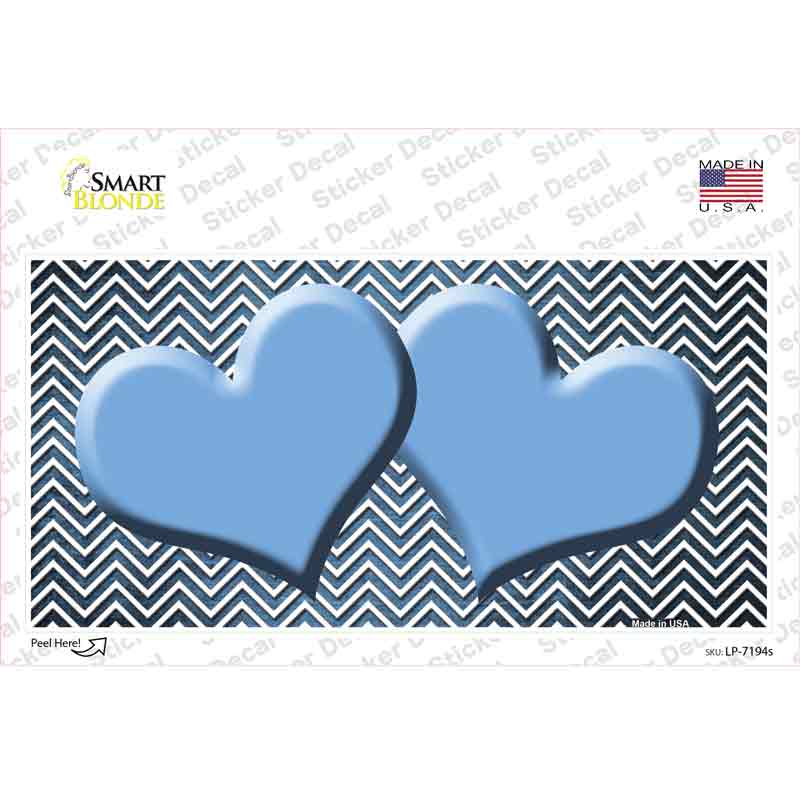 LP-7194s-M Light Blue White Small Chevron Hearts Oil Rubbed Novelty Sticker Decal, Medium