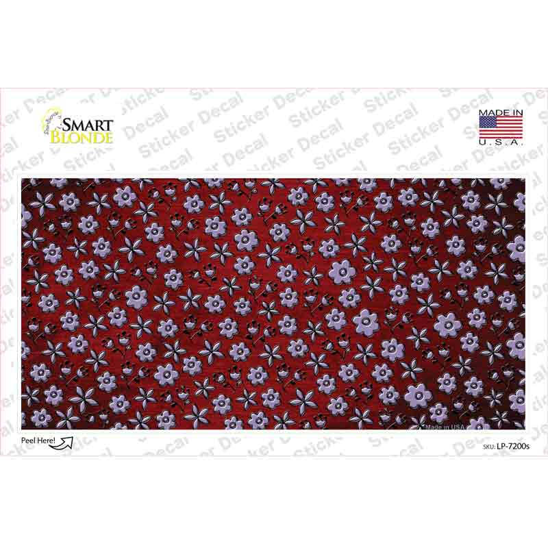 LP-7200s-M Red Purple Flowers Oil Rubbed Novelty Sticker Decal, Medium