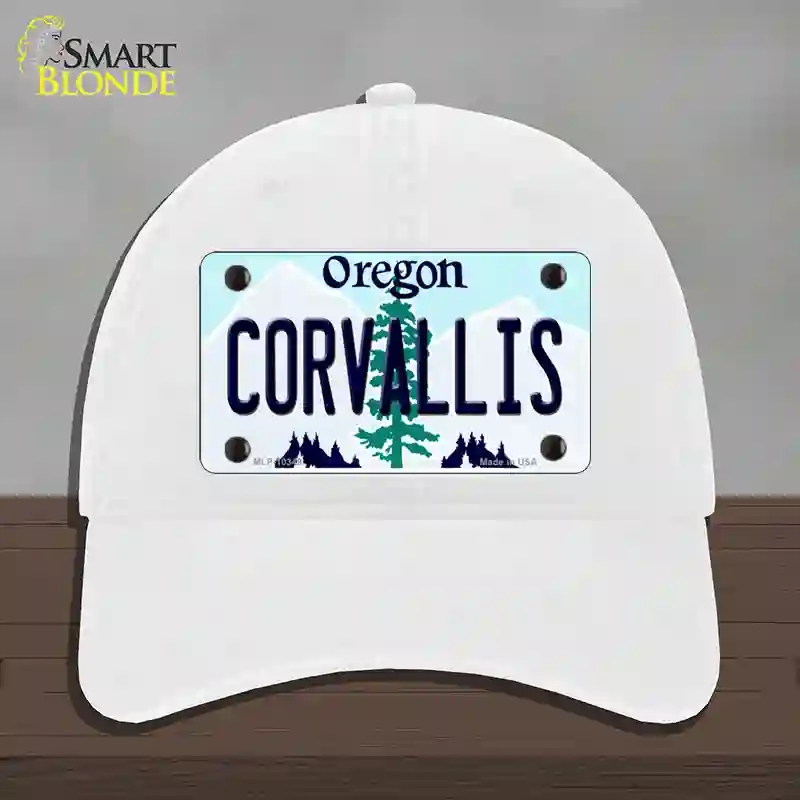 HAT14-MLP-10349 Corvallis Oregon Novelty License Plate Hat, Unconstructed Cotton - White