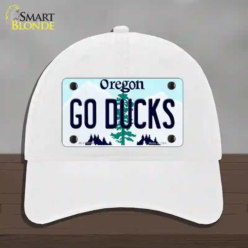 HAT14-MLP-10355 Go Ducks Oregon Novelty License Plate Hat, Unconstructed Cotton - White