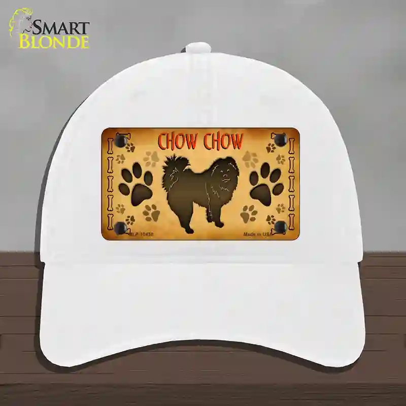 HAT14-MLP-10438 Chow Chow Novelty License Plate Hat, Unconstructed Cotton - White