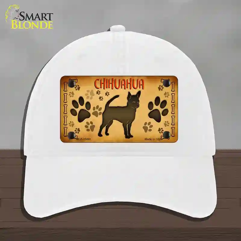 HAT14-MLP-10441 Chihuahua Novelty License Plate Hat, Unconstructed Cotton - White