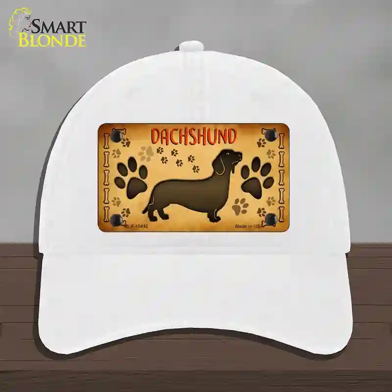 HAT14-MLP-10442 Dachshund Novelty License Plate Hat, Unconstructed Cotton - White