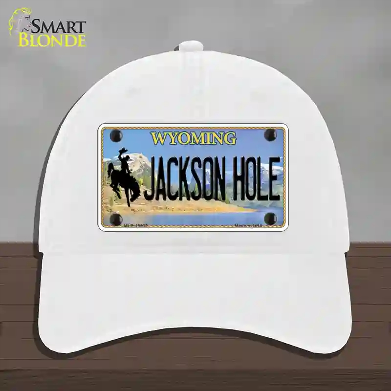 HAT14-MLP-10532 Jackson Hole Wyoming Novelty License Plate Hat, Unconstructed Cotton - White