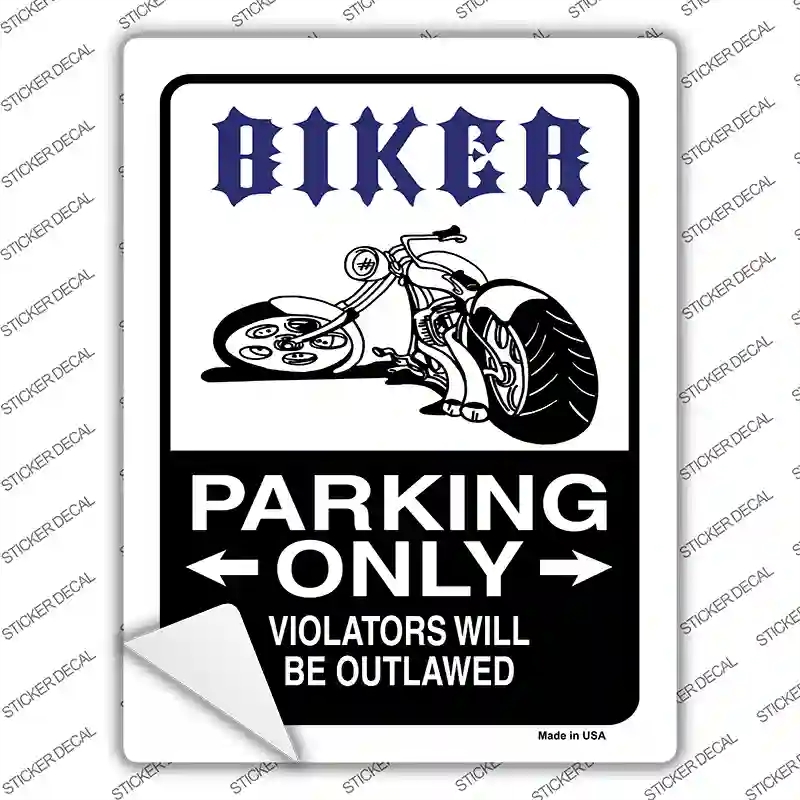 P-659s-XL Biker Only Outlawed Novelty Rectangle Sticker Decal, Extra Large
