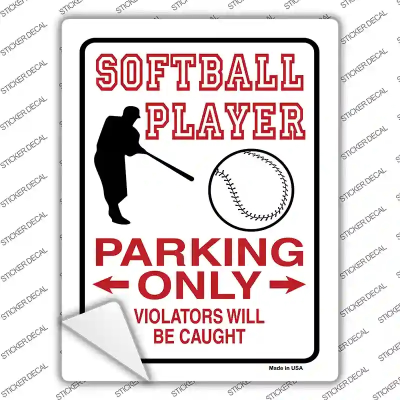 P-838s-S Softball Player Only Novelty Rectangle Sticker Decal, Small