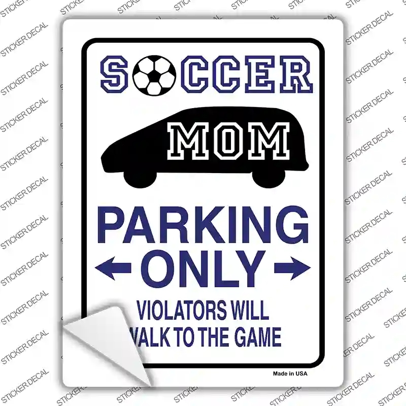 P-841s-L Soccer Mom Only Novelty Rectangle Sticker Decal, Large