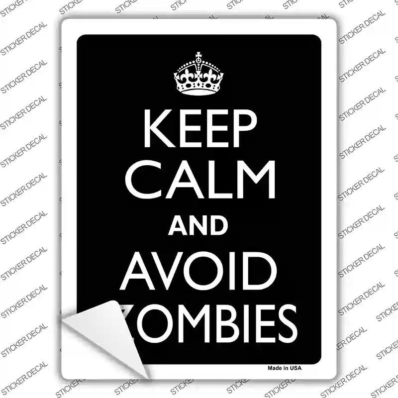 P-2271s-L Keep Calm Avoid Zombies Novelty Rectangle Sticker Decal, Large