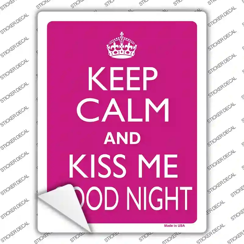 P-2273s-XL Keep Calm Kiss Me Good Night Novelty Rectangle Sticker Decal, Extra Large