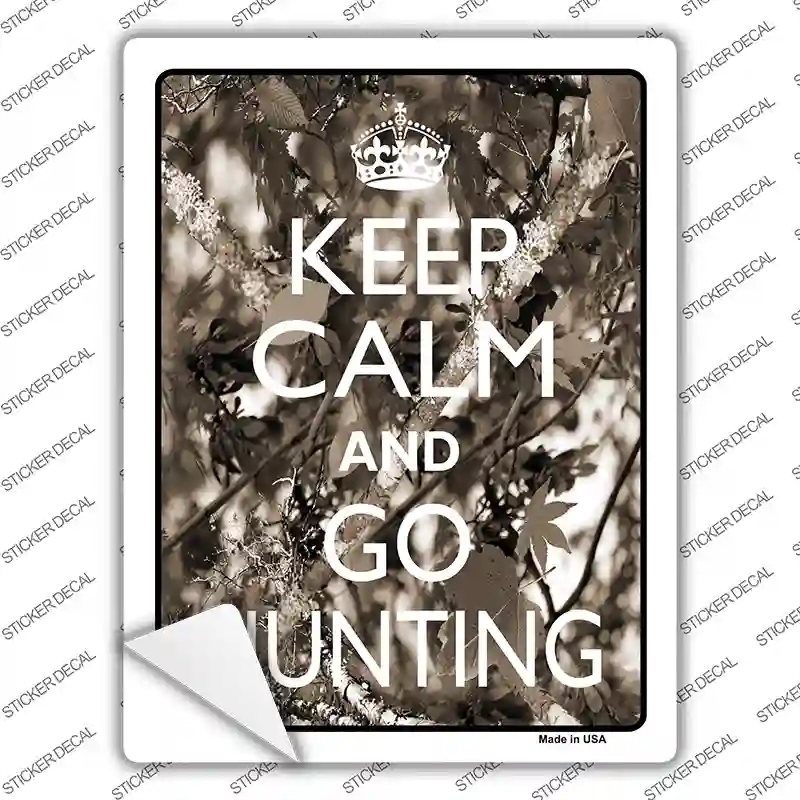 P-2286s-L Keep Calm Go Hunting Novelty Rectangle Sticker Decal, Large