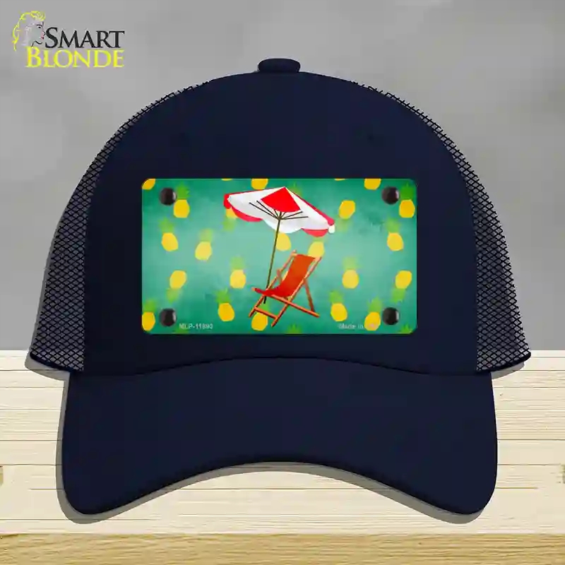 HAT16-MLP-11893 Chair & Umbrella Novelty License Plate Hat, Mesh - Navy