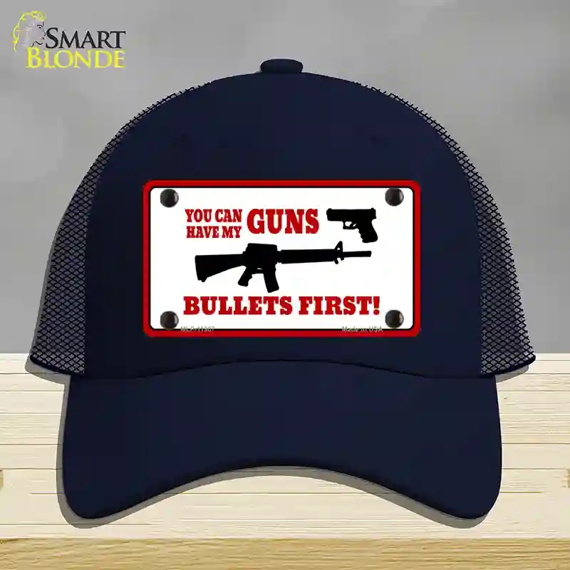 HAT16-MLP-11907 Bullets First Novelty License Plate Hat, Mesh - Navy
