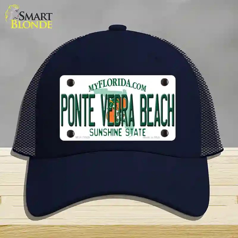 HAT16-MLP-11929 Florida Ponte Vedra Beach Novelty License Plate Hat, Mesh - Navy