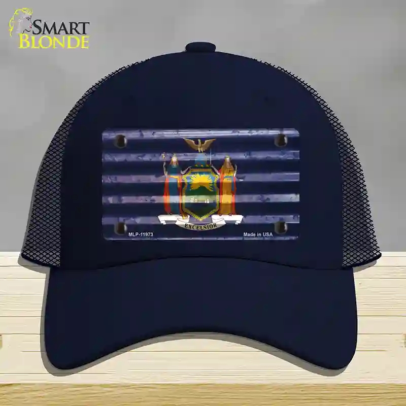 HAT16-MLP-11973   York Corrugated Flag Novelty License Plate Hat, Mesh - Navy