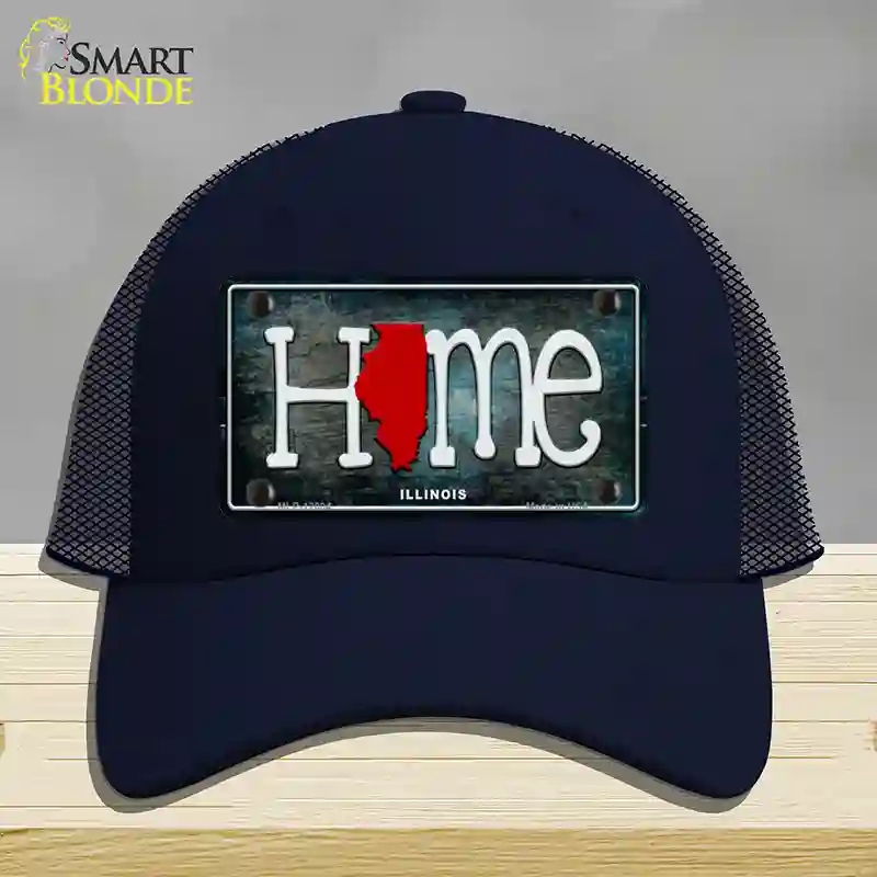 HAT16-MLP-12004 Illinois Home State Outline Novelty License Plate Hat, Mesh - Navy
