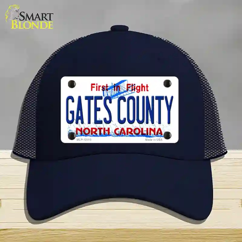 HAT16-MLP-12113 Gates County North Carolina State Novelty License Plate Hat, Mesh - Navy