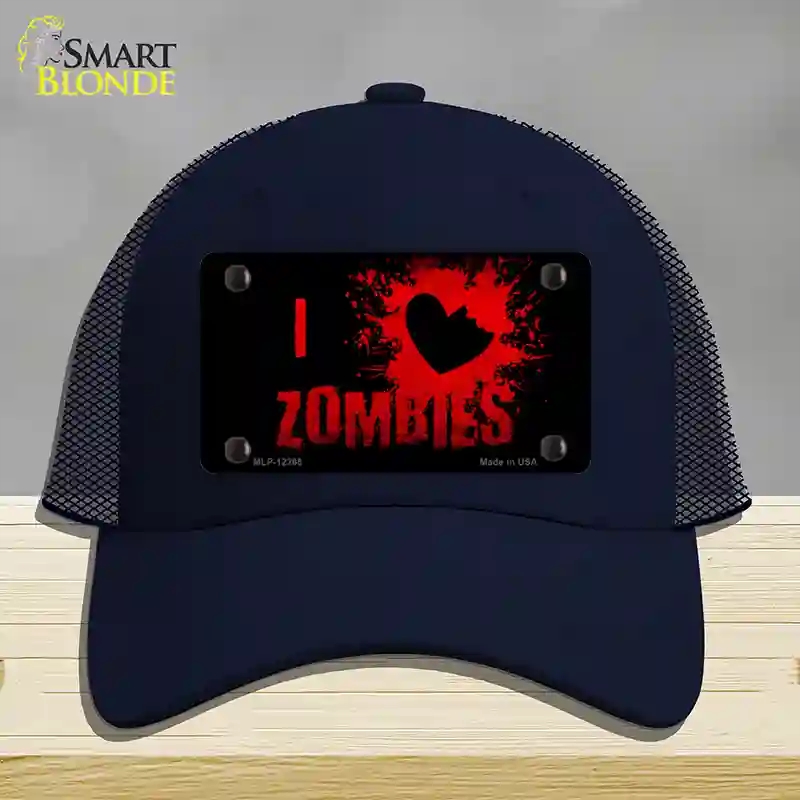 HAT16-MLP-12265 I Love Zombies Novelty License Plate Hat, Mesh - Navy
