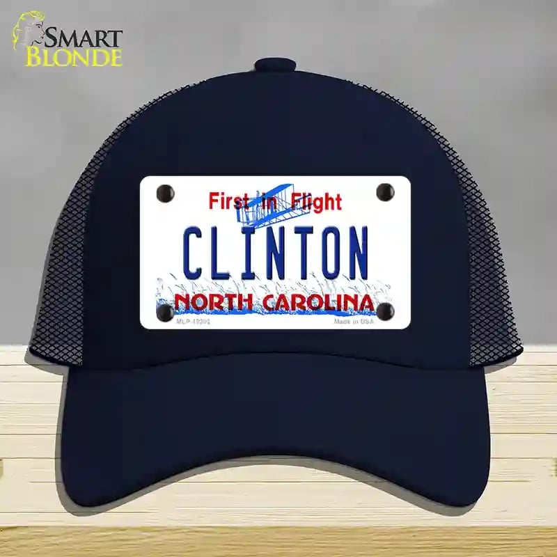 HAT16-MLP-12302 North Carolina Clinton Novelty License Plate Hat, Mesh - Navy