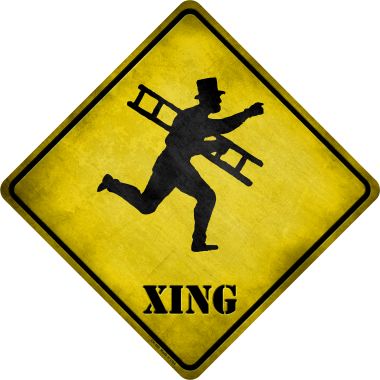 SMART BLONDE Victorian Chimney Sweeper with Ladder Xing Novelty Metal Crossing Sign CX-189